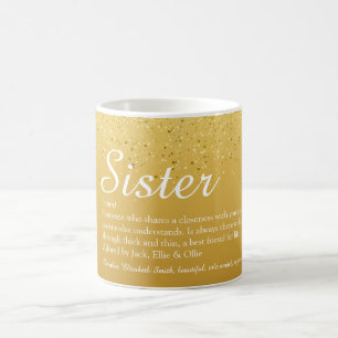 Mug Définition de sœur glamour funky pailletée dorée