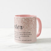 Mug Définition de soeur Parties scintillant or Rose fi (Devant droit)