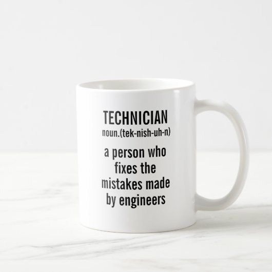 Mug Définition de technicien une personne qui fixe le (Droite)