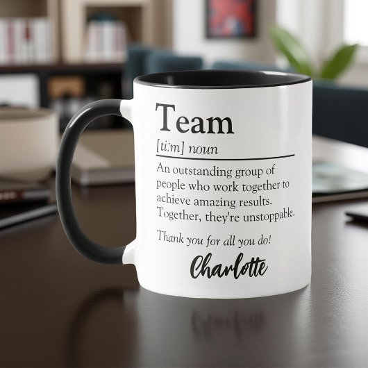 Mug Définition d'équipe Appréciation personnalisée des