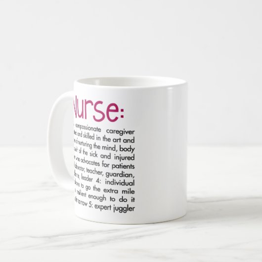 Mug Définition d'infirmière (Devant gauche)