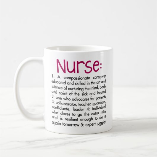 Mug Définition d'infirmière (Gauche)