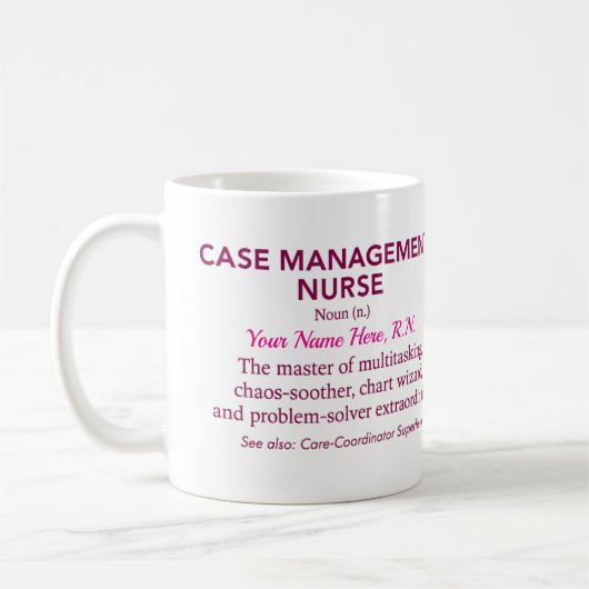 Mug Définition d'infirmière de gestion de cas, Cadeau  (Gauche)