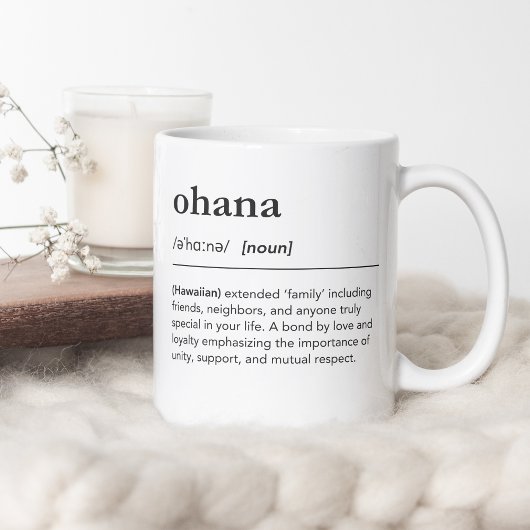Mug Définition d'Ohana famille hawaïenne minimaliste