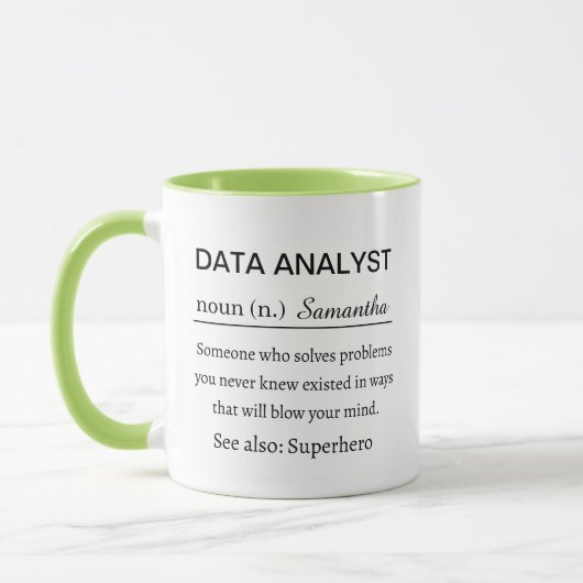 Mug Définition drôle d'analyste de données (Gauche)