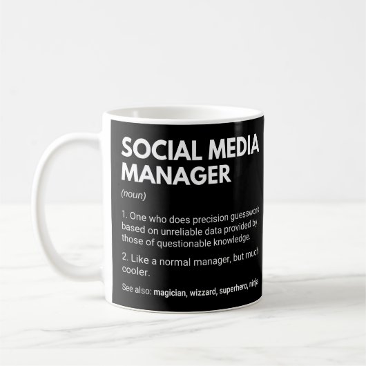 Mug Définition drôle de responsable de médias sociaux (Gauche)