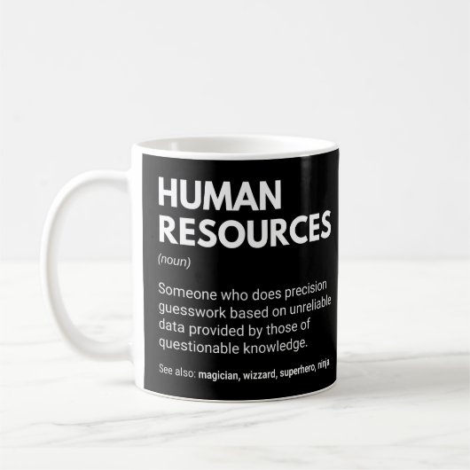 Mug Définition drôle de responsable RH des ressources (Gauche)