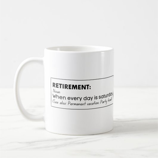 Mug Définition drôle de retraite (Gauche)