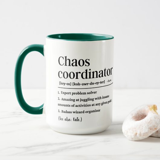 Mug Définition du coordinateur Chaos personnalisé (Avec donut)
