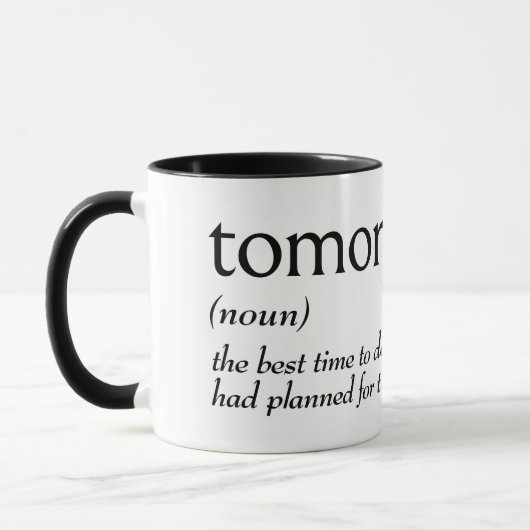 Mug Définition du dictionnaire pour demain (Gauche)