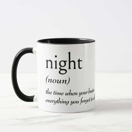 Mug Définition du dictionnaire pour NUIT (Gauche)