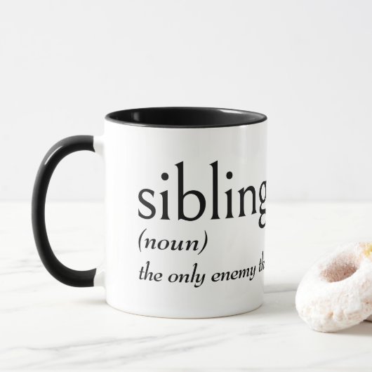 Mug Définition du dictionnaire pour SIBLING (Avec donut)