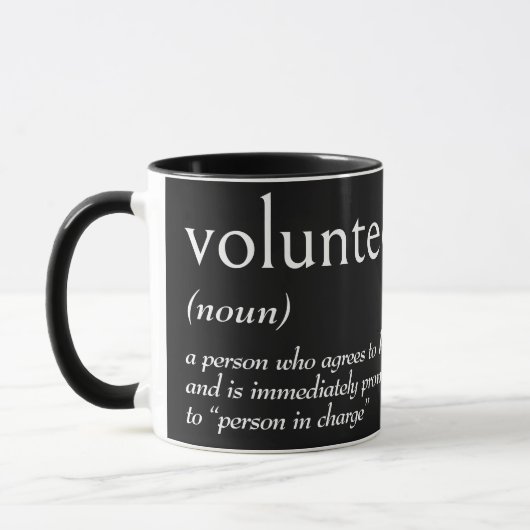 Mug Définition du dictionnaire pour VOLONTAIRE (Gauche)