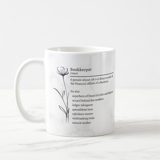 Mug Définition du gardien de livres Synonymes amusants (Gauche)