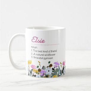 Mug Définition du nom avec une bordure de jolies fleur