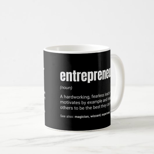 Mug Définition du travail motivé par l'esprit d'entrep (Devant droit)