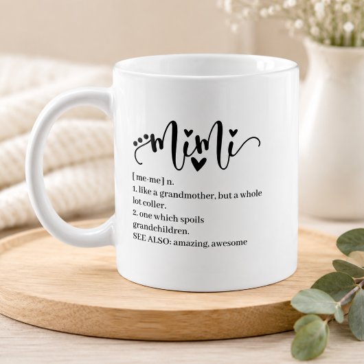 Mug Définition Mimi Grand-mère Script Cœur Minimal Drô