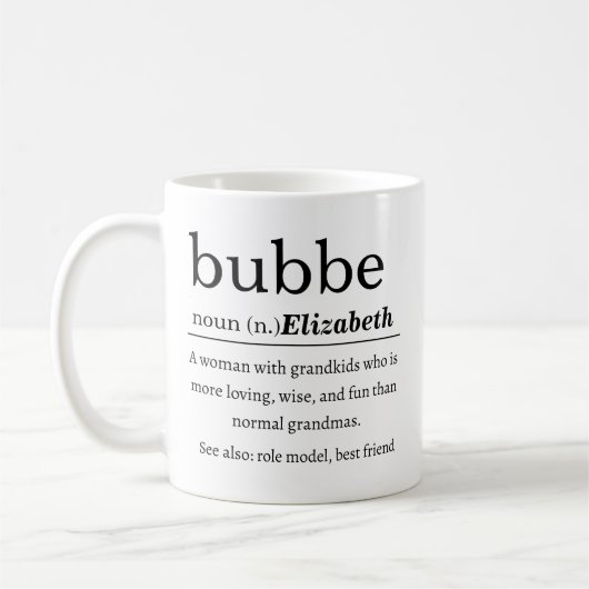 Mug Définition personnalisée de Bubbe (Gauche)