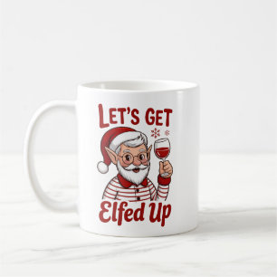 Mug Défonçons-nous avec les Elfes Snarky Noël Vin Elfe