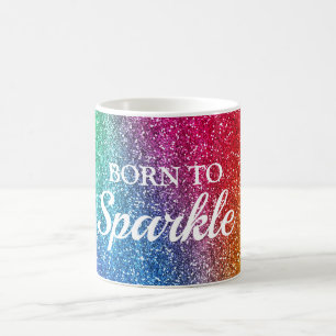 Mug Dégradé Arc-en-ciel Pailleté Étincelant Né pour Br