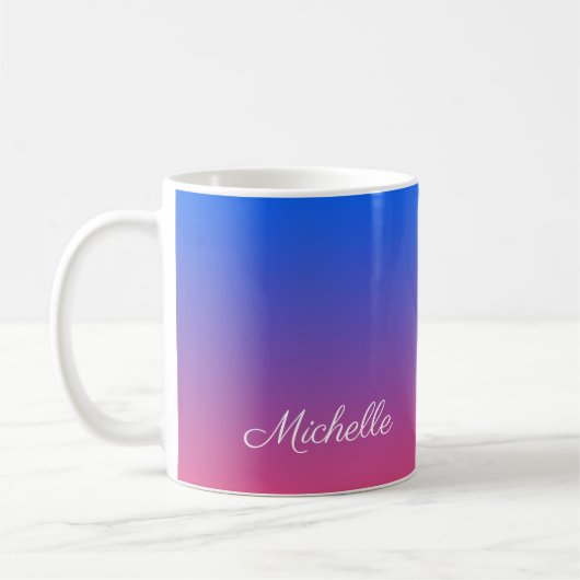 Mug dégradé bleu et rose foncé personnalisé (Gauche)
