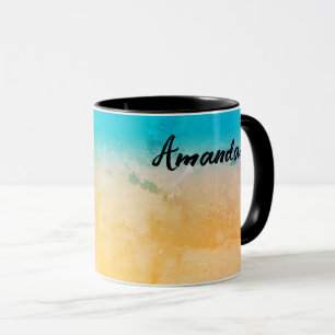 Mug Dégradé ombré coral blush beige bleu flou doux