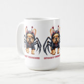 Mug Déguisement d'araignée Frenchie chiot Halloween (Devant gauche)