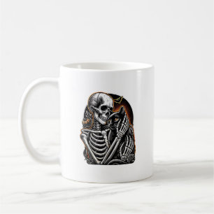 Mug Déguisement Halloween squelette tenant un chat Crâ