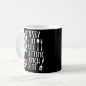 Mug Déjeuner Lady Messy Bun Cafétéria Travailleur (Devant gauche)