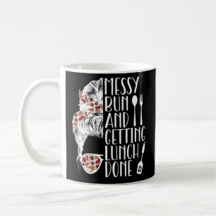 Mug Déjeuner Lady Messy Bun Cafétéria Travailleur
