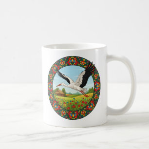 Mug Dekoupage polonais de cigogne folklorique