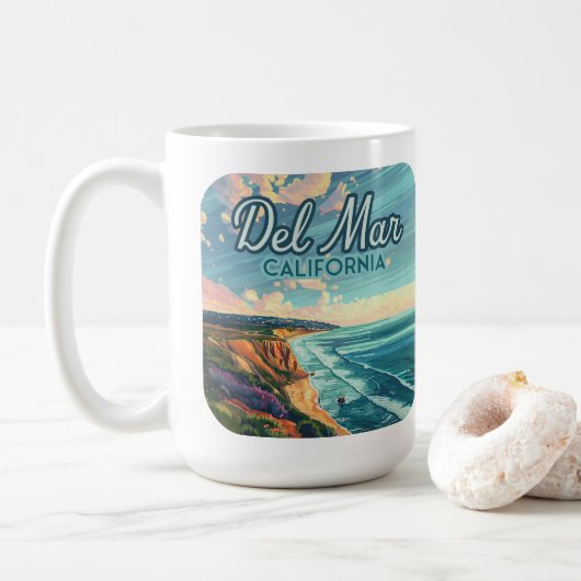 Mug Del Mar California San Diego Beach Pacifique Vinta (Avec donut)