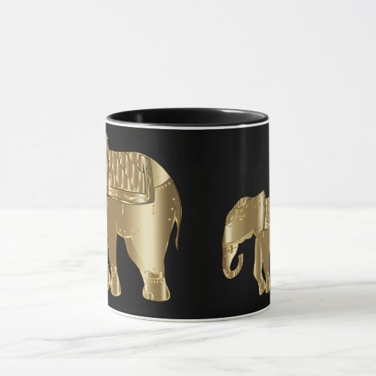 Mug d'éléphant noir et or (Centre)