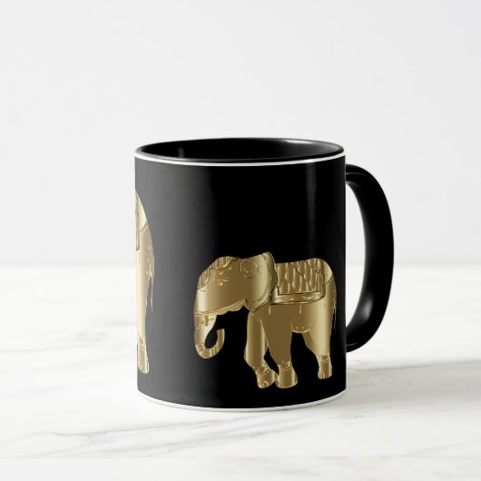 Mug d'éléphant noir et or (Devant droit)
