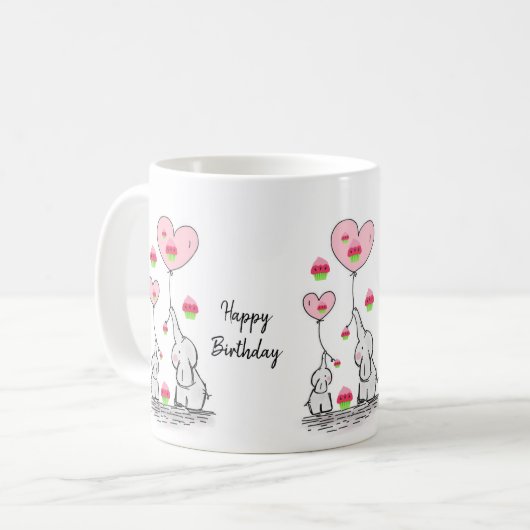 Mug d'éléphants joyeuse Mug d'anniversaire (Devant gauche)
