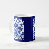 Mug delft bleu élégant vintage Floral (Devant gauche)