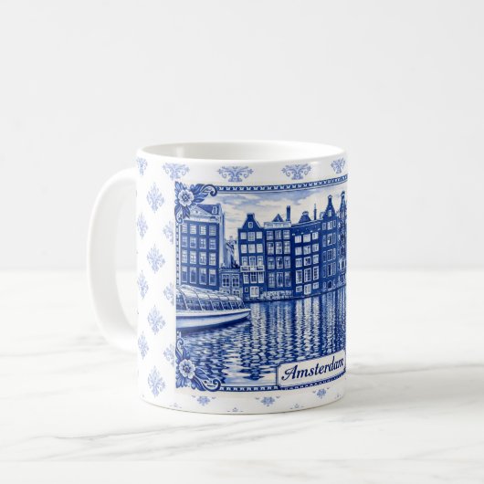 Mug Delft Blue style mug: Amsterdam (Devant gauche)