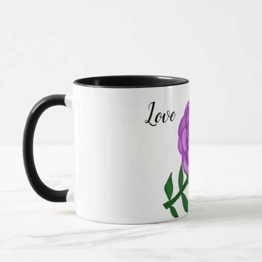Mug Délicat Amour Fleur Violet (Gauche)