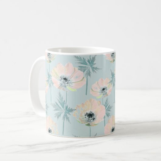 Mug Delicate pink anemones. (Devant gauche)