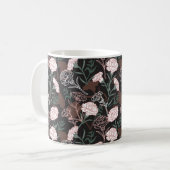 Mug Délicates oeillets roses avec fleurs Feuilles vert (Devant gauche)