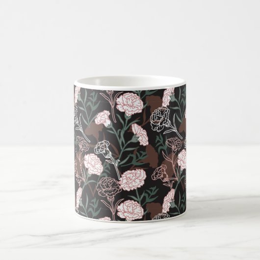 Mug Délicates oeillets roses avec fleurs Feuilles vert (Centre)