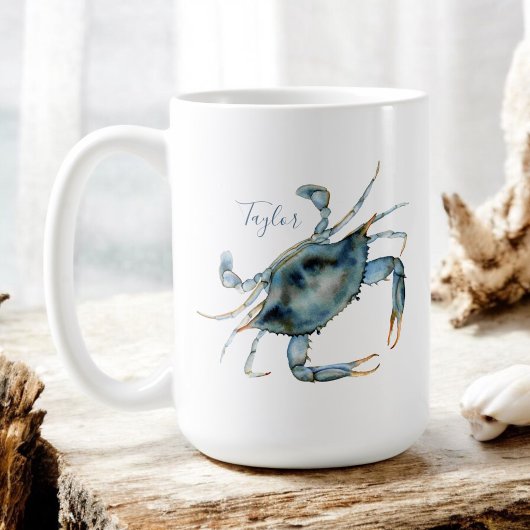 Mug Délicatesse côtière du crabe bleu avec votre nom