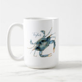 Mug Délicatesse côtière du crabe bleu avec votre nom (Gauche)