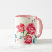 Mug Délice Fleur de Rose & Cœur (Devant droit)