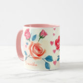 Mug Délice Fleur de Rose & Cœur (Devant gauche)