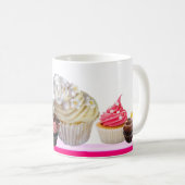 Mug DÉLICIEUX CUPCAKES DESERT SHOP, Rose, Fuchsia, Bla (Devant droit)