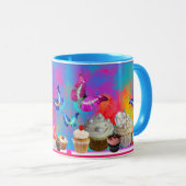 Mug DÉLICIEUX CUPCAKES ET BUTTERFLIES Bleu rose (Devant droit)