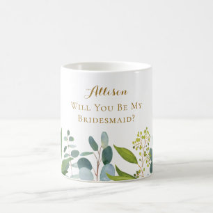 Mug Demande de Demoiselle d'Honneur aux Feuilles d'Euc