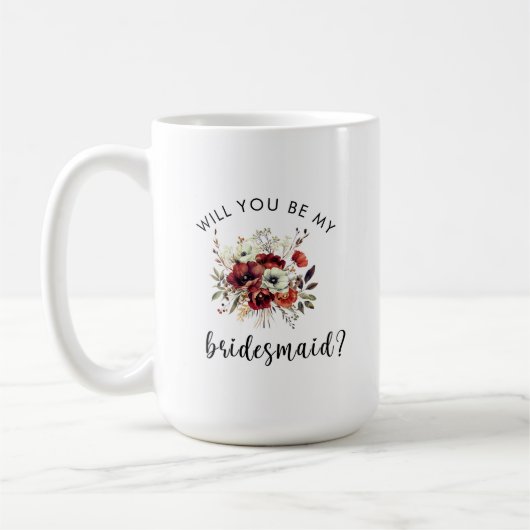 Mug Demande de Demoiselle d'Honneur Fleurs Note Sincèr (Gauche)