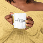 Mug Demande de témoin de mariage drôle avec nom<br><div class="desc">Cadeau de témoin de mariage principal avec leur nom,  le titre 'TÉMOIN DE MARIAGE',  et la phrase (la préférée) qui peut être modifiée pour s'adapter à la personnalité de celle que vous avez choisie.</div>